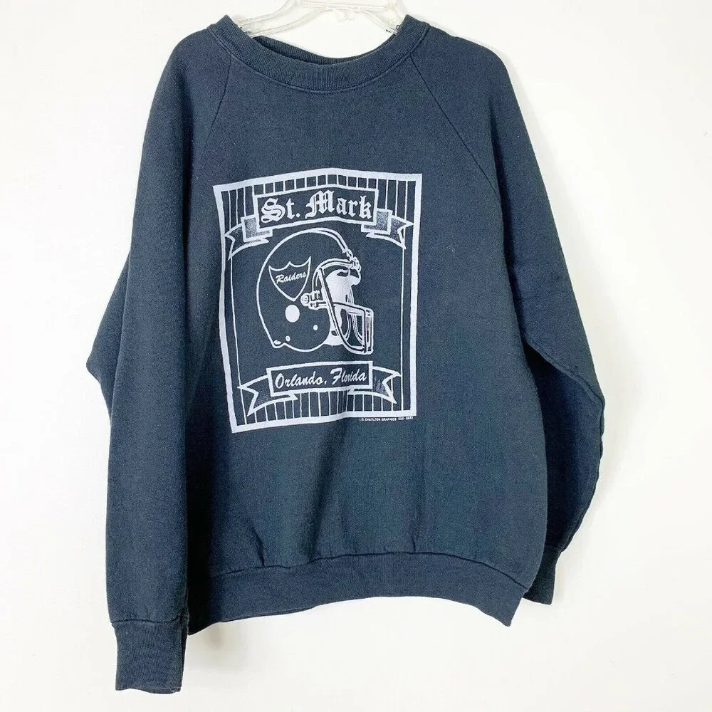 Orlando Football ST Mark Raiders Graphic Sweatshirt Vintage 80s Made In USA - Picture 1 of 7